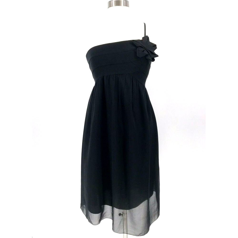 Vintage 90s Max Studio Silk Dress Y2K Large One Shoulder LBD Formal Knee